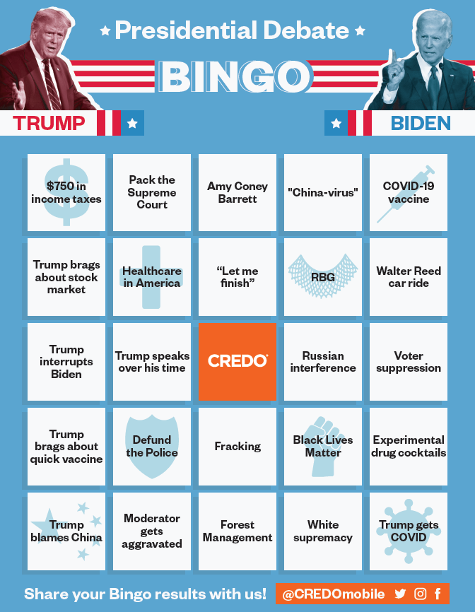 Presidential Election Debate Bingo Cards 2020 - DEBATERAI